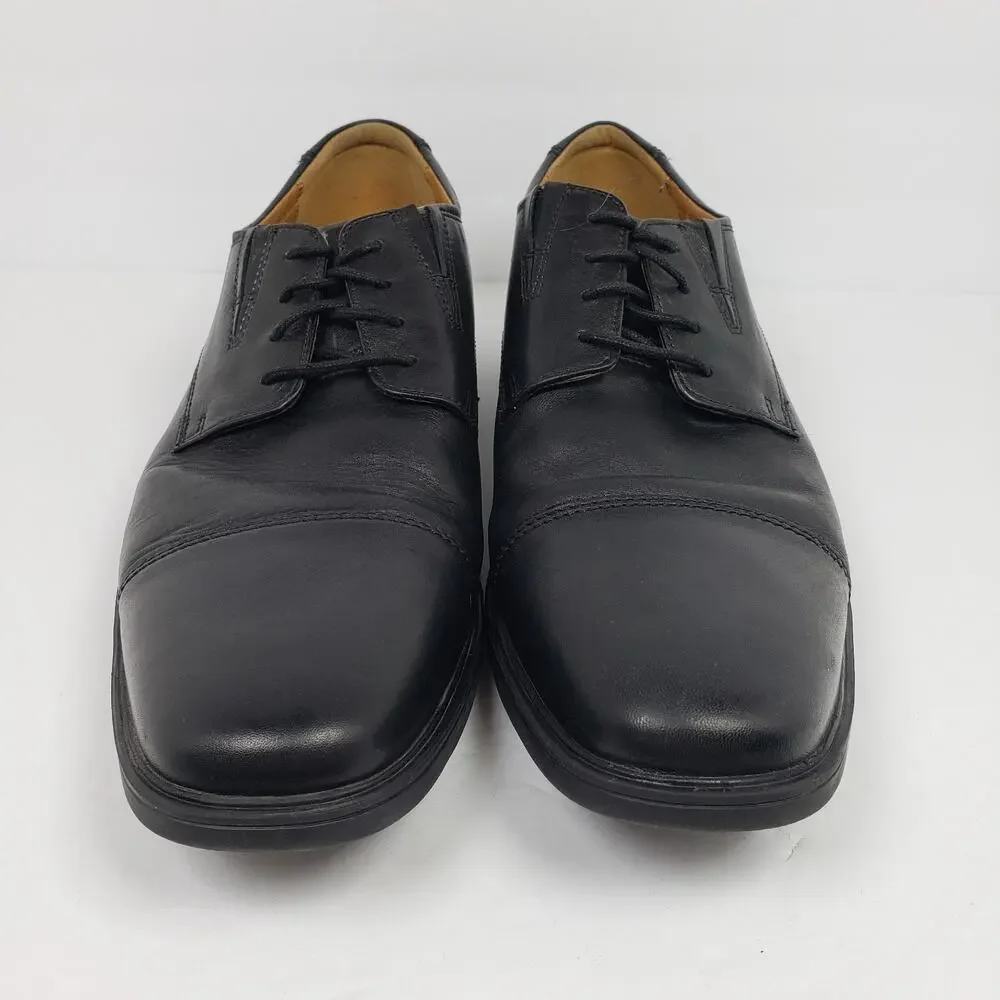 Clarks Collection Tilden Mens Size 11.5 Black Leather Dress Cap Toe Oxford Shoes